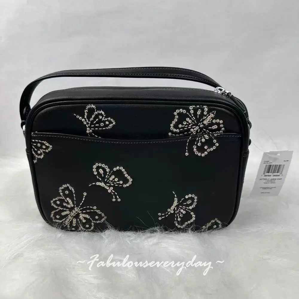 COACH Jamie Camera Bag Crossbody with Butterfly Print in Leather/Black CCK90 NWT